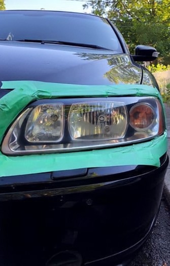 Black car headlight restoration - after
